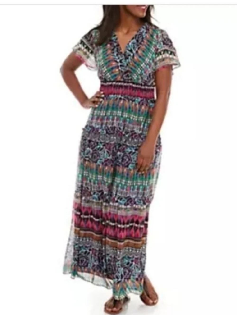 Chris Mclaughlin Dolman Sleeve V Neck Maxi Dress Size 24W